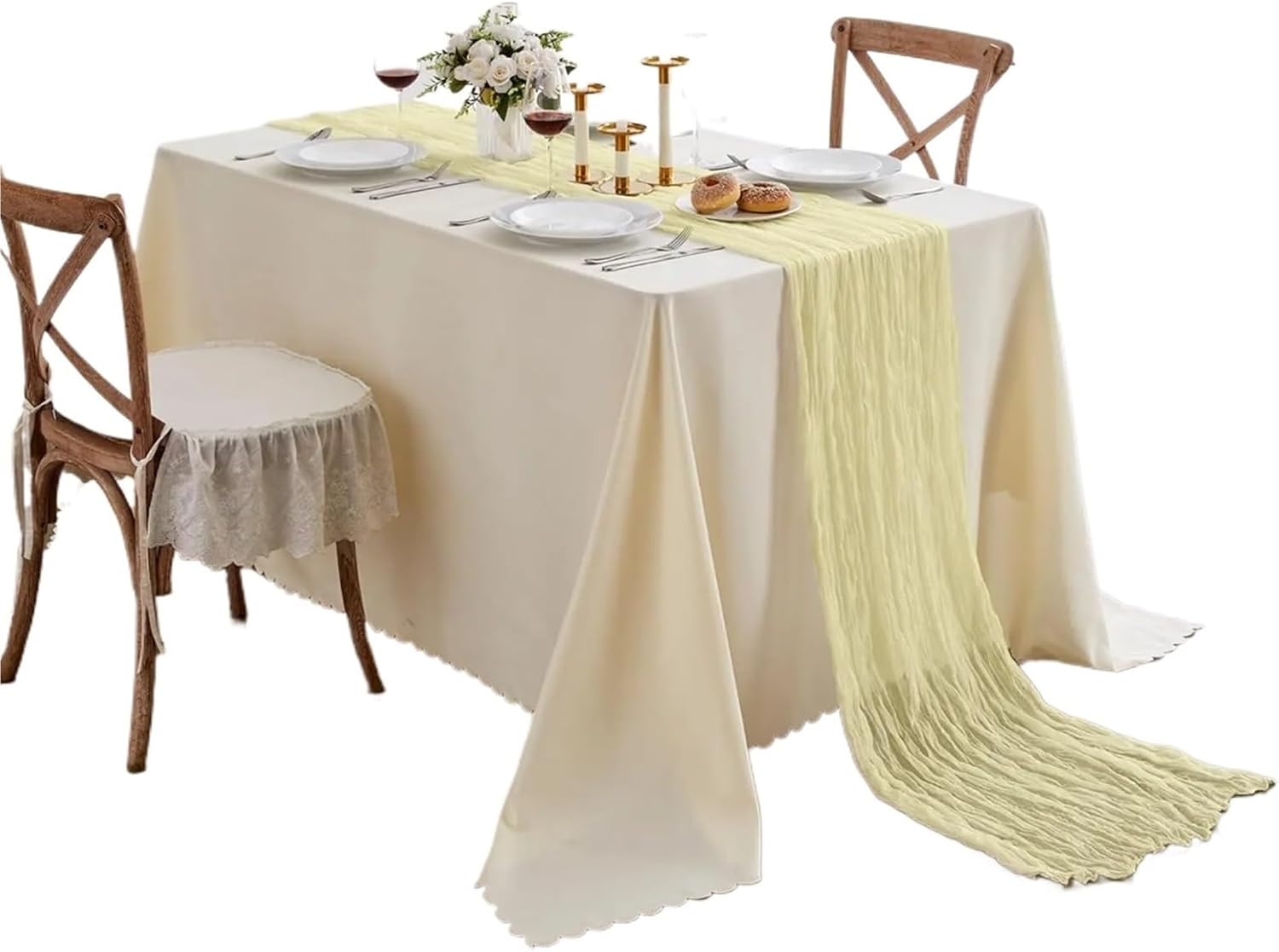 Table Runner for Home Decor 6 Pack Cheesecloth Table Runners Rustic Sheer Gauze Runner Cheese Cloth for Wedding Party Decor(Red Bean,6Pcs 90x400cm)