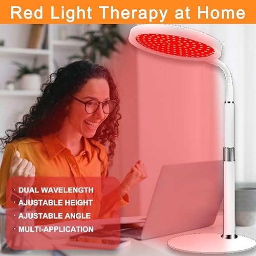 Miniatura 3 de MTZION Terapia de luz roja para cara y cuerpo con base, lámpara de terapia de luz roja infrarroja para cara y MTZION Crystal Almohadilla de