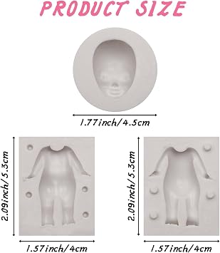 Doll Silicone Making Molds Set, Body Silicone Molds, Doll Head Making Mold for clay