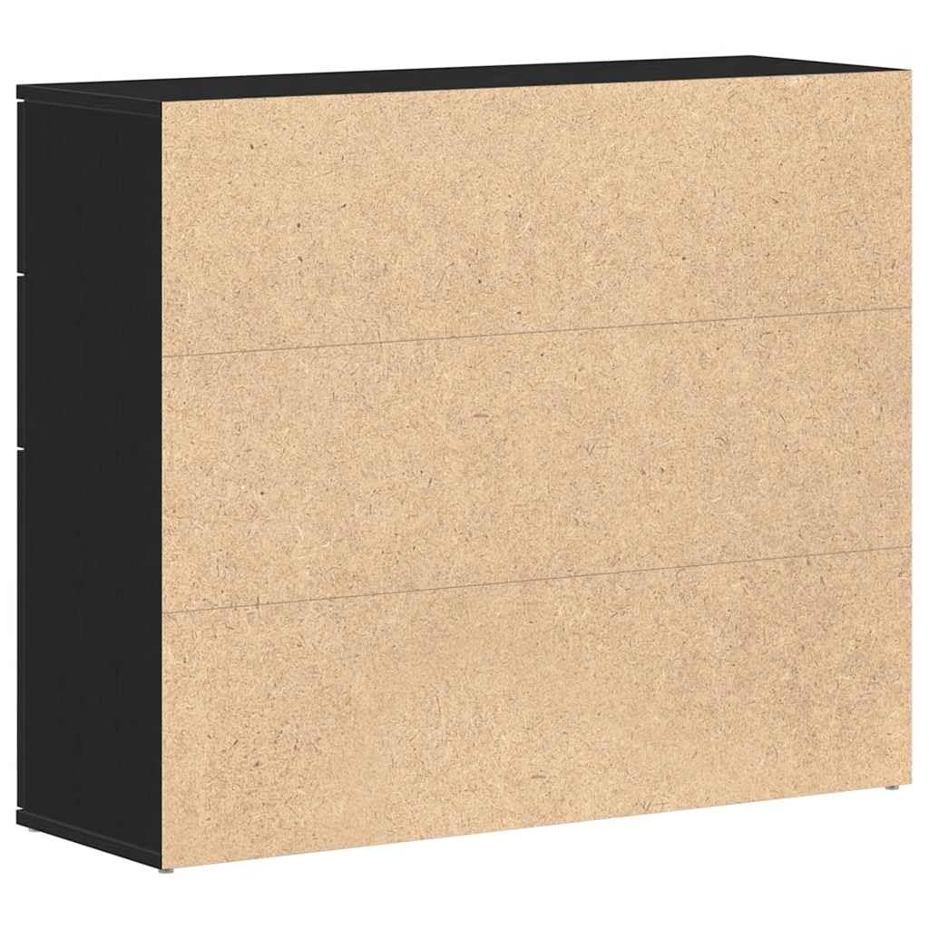 vidaXL Credenza Rovere Nero 91x29,5x75 cm Legno Massello di Argilla