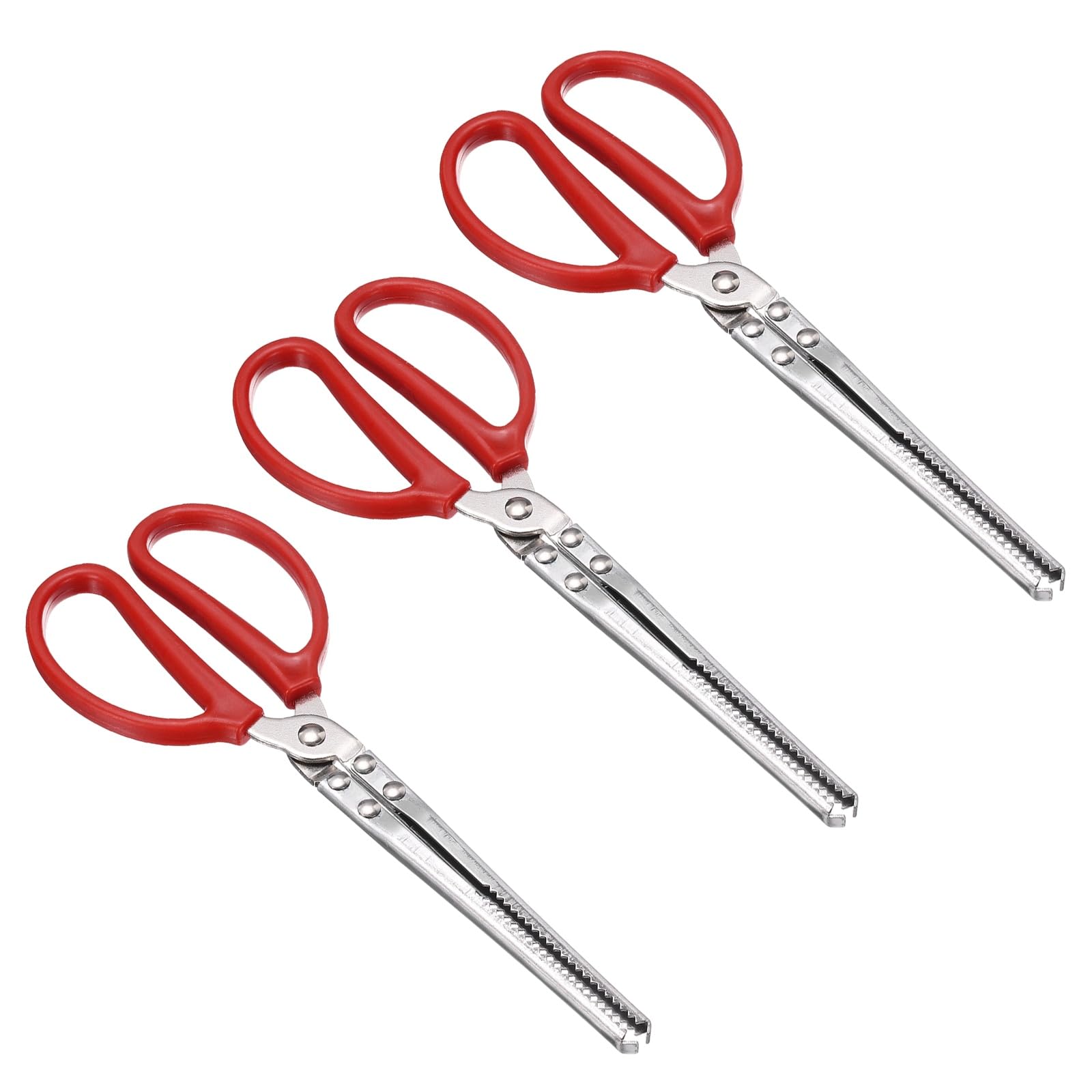 sourcing map 3 Pcs Crabbing Tongs, 11" Metal Serrated Extra Long Loach Tongs Beach Reptile Catching Clip Garbage Clip with Straight and Bent Head for Lobsters Loach Other Reptile, Red