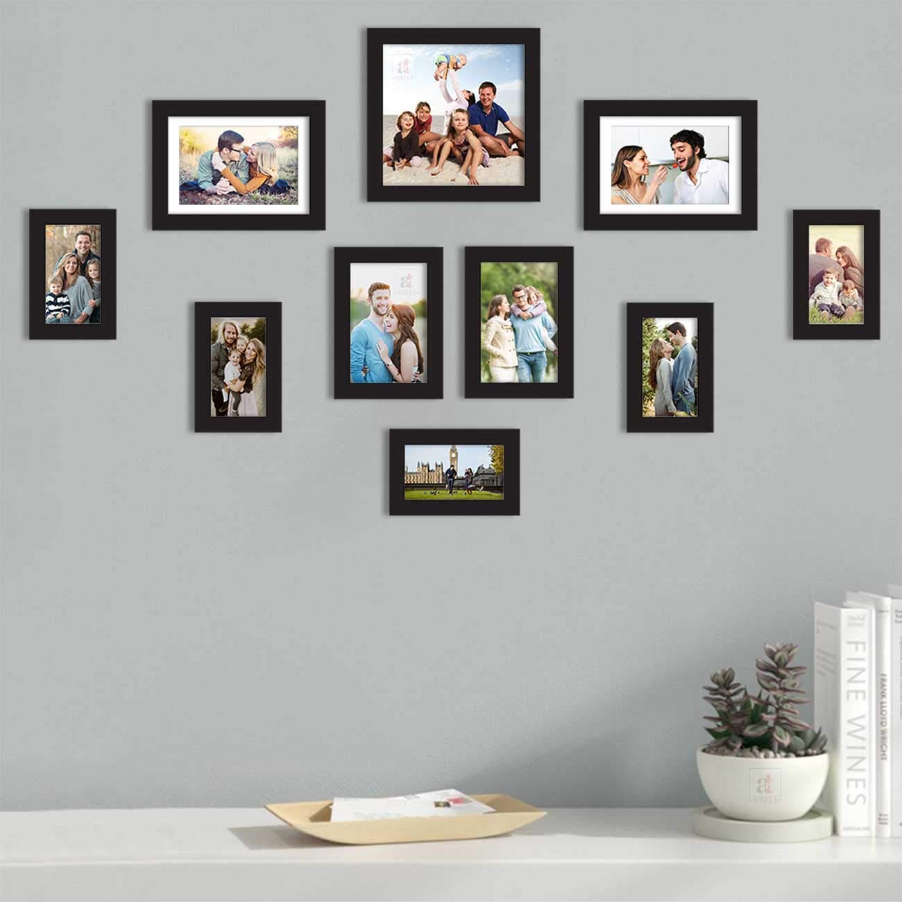 Art Street Set of 10 Black Wall Photo Frame, Picture Frame for Home Decor (Size -4x6, 5x7, 6x8,8x8 Inchs)