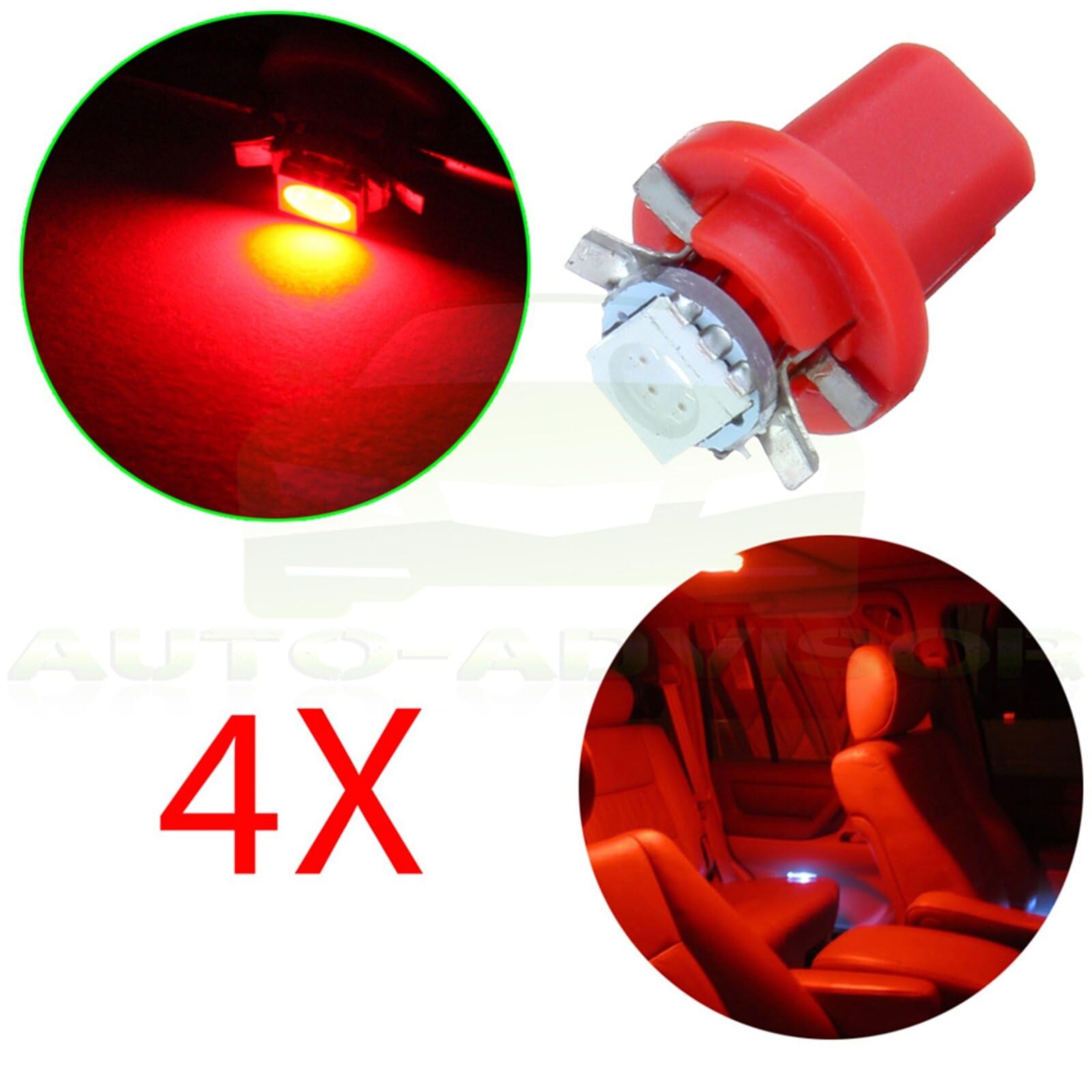 ECCPP 4x Instrument Cluster Dash Panel Lights B8.5D 1-5050-SMD Red