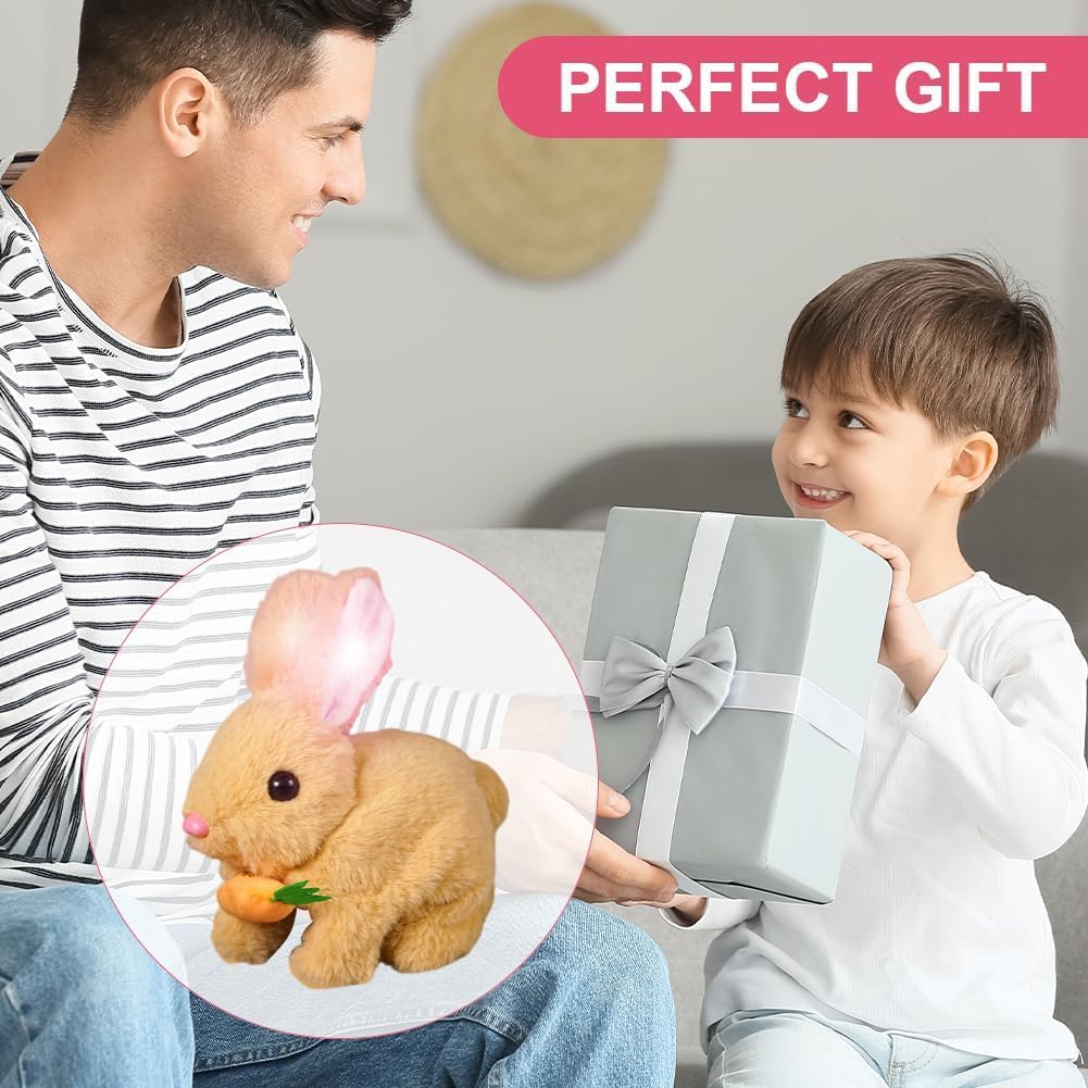 Jouet Lapin Interactif Réaliste Qui Saute, Marche Et Agite Les Oreilles - Peluche Électronique