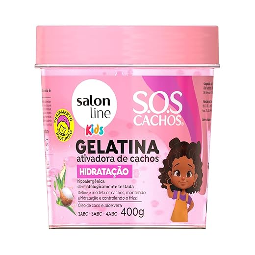 Salon Line, SOS Cachos, Gelatina Capilar Ativadora de Cachos, Kids Hidratação, Vegano - Para Cabelos Cacheados, 400 g