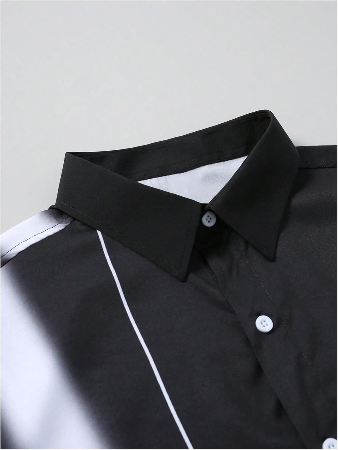 Men's Floral Print Button Down Shirts Long Sleeve Colorblock Collared Shirt Tops - Image 4