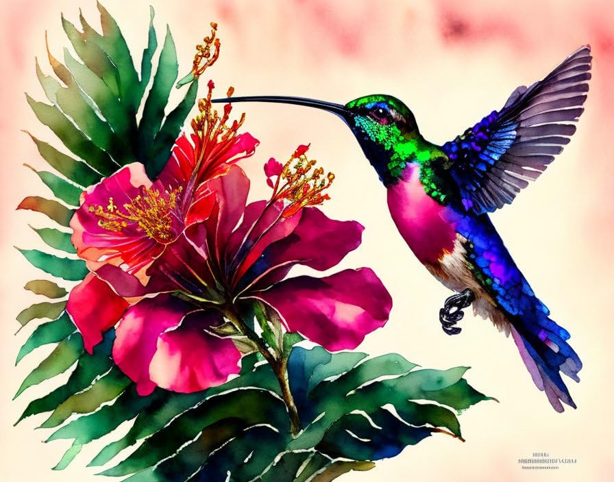 Colibri poster aquarelle Meechi pour décoration salon moderne
