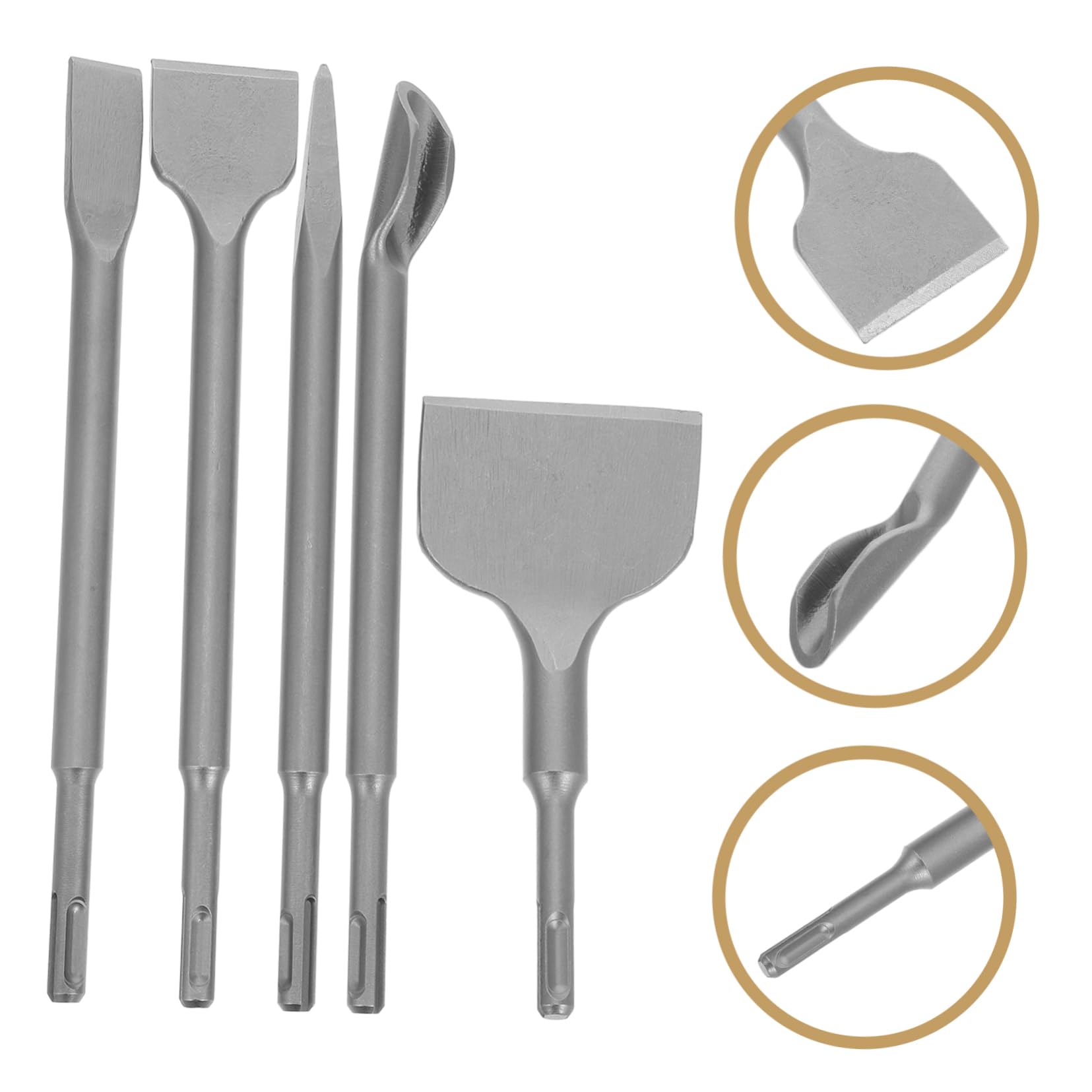 Set di Scalpelli da Muratura 5 Pezzi per Mattoni e Calcestruzzo | Acciaio al Cromo, Design Compatto, per Cantieri e Ristrutturazioni Domestiche