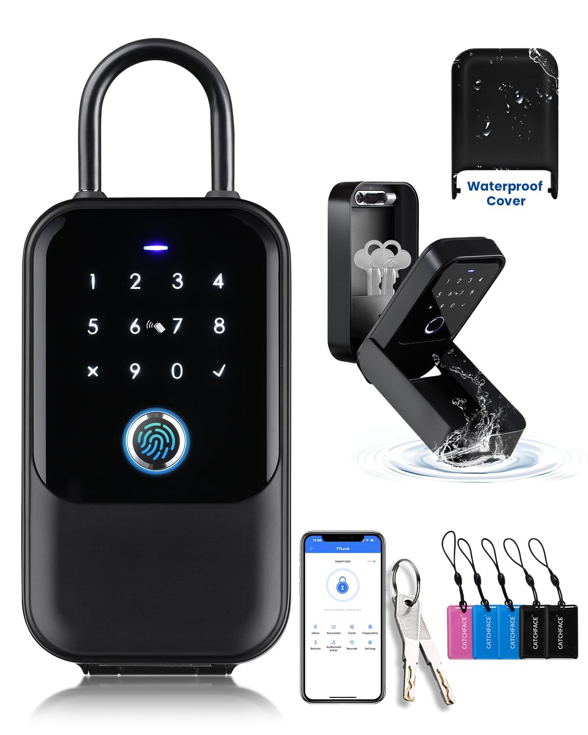 [New] Smart Lock Box,CATCHFACE Wireless Smart Key Lockbox Electronic LockBox Key Lock Box App Control,Share eKey,Wall Mount & Door Handle,Home/Office/Warehouse/Realtor