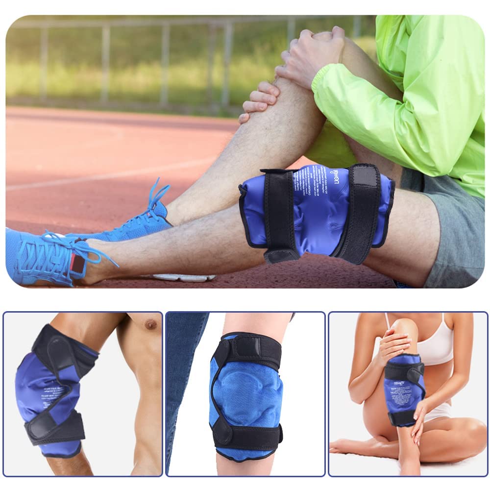 NEWGO Poche de Glace Genou, Réutilisable Glacées Genouillère pour thérapie par le chaud et le froid pour la Chirurgie de Genou Remplacement, Soulagement de la douleur-Bleu