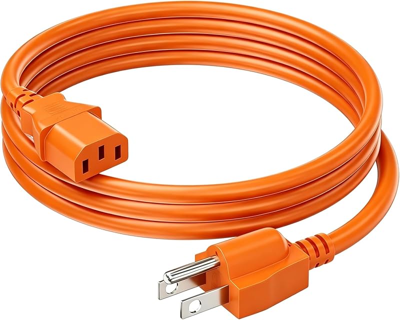 Heavy-Duty Power Station Charging Cable, Fast Charging Cable Compatible with Segway Cube/Ecoflow/Jackery/Anker Portable Power Station, 125Volt 15Amps Universal AC Power Cord Orange(10FT)