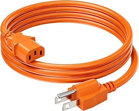 Heavy-Duty Power Station Charging Cable AC Power Cord Orange10FT