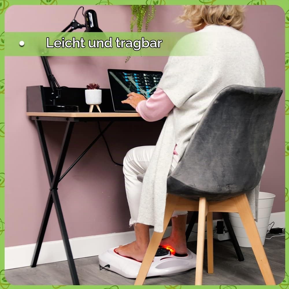 3-in-1 EMS Fußstimulator – 25 Programme, 99 Stufen, FAR-Infrarot, Fuß-Roller & TENS-Pads | Reizstrom-Gerät mit Fernbedienung für Beingesundheit & Entspannung | BioEnergiser Circulation Maxx