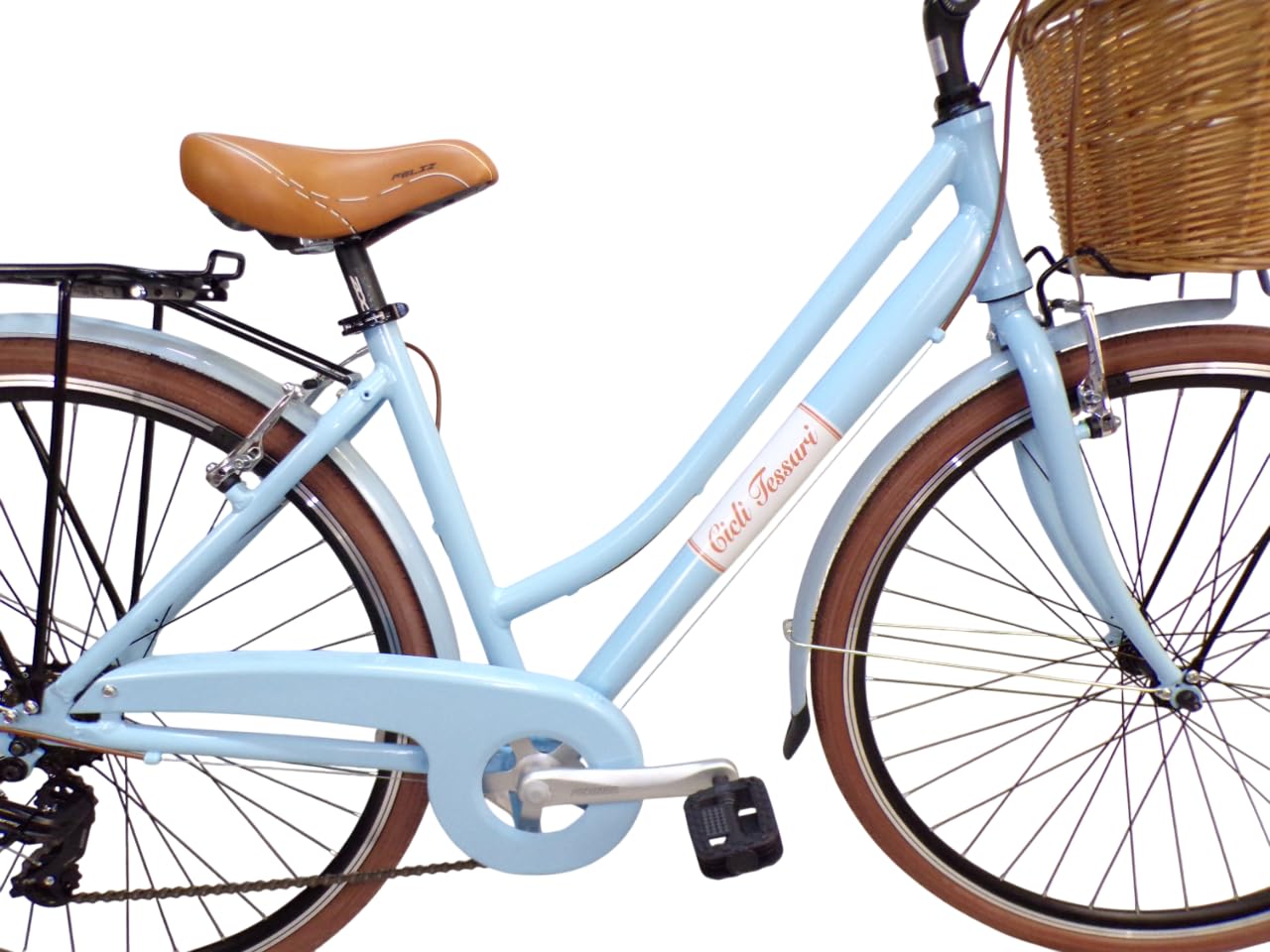 Cicli Tessari - bicicletta da donna telaio in ALLUMINIO bici city bike 28'' vintage retro' cesto in vimini