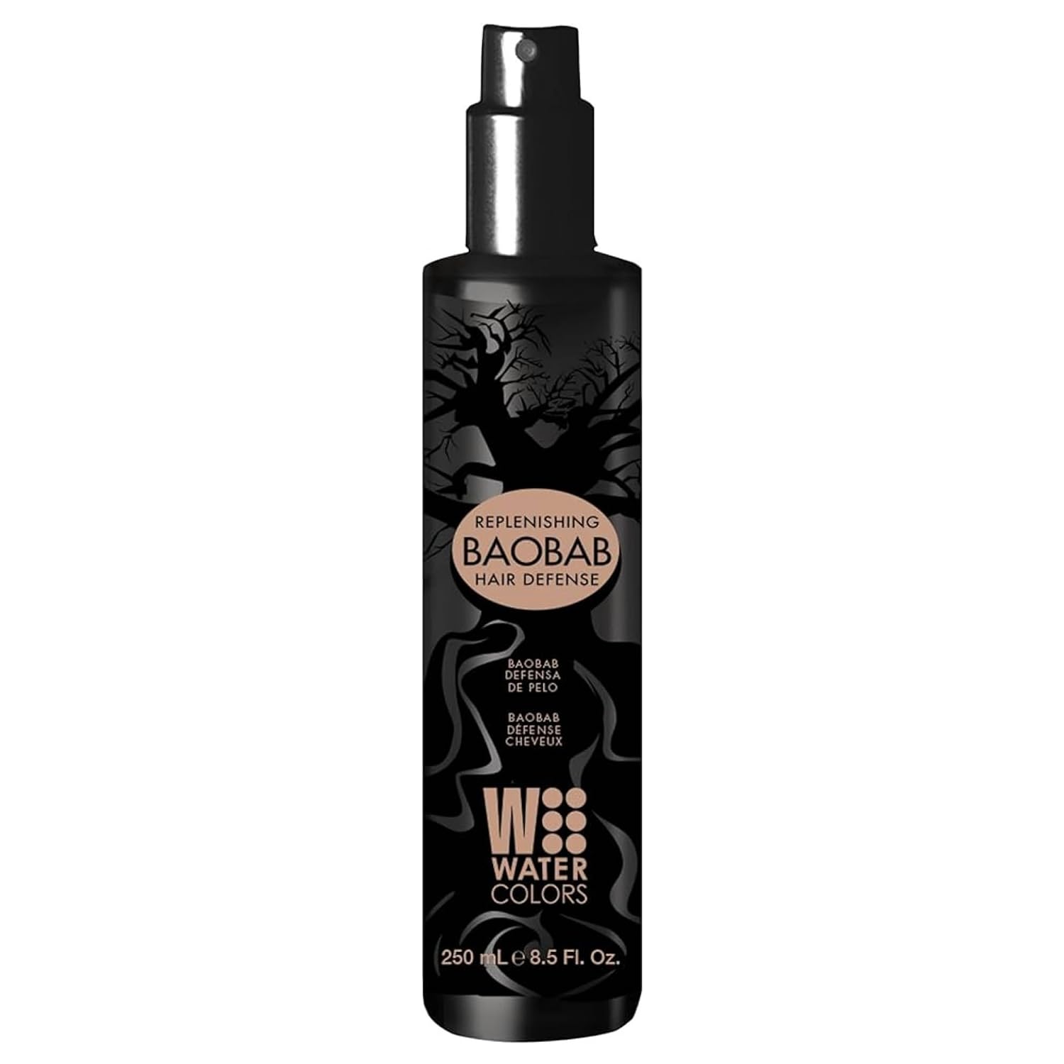Watercolors Baobab Hair Defense. Replenishing, Anti Humidity, Anti Frizz, Anti Aging, Curl Defining Protecting Spray-8.5oz.