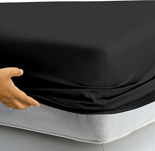 Miniatura 6 de Royale Linens - Sábana bajera tamaño individual XL, calidad de hotel cepillada 1800, ultrasuave, resistente a arrugas y decoloración, bolsillo