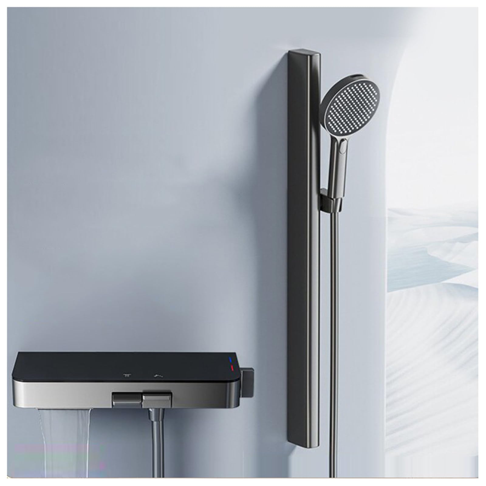 SWENEEN Led Digital Display Shower System Wall Mounted Bathtub Faucet With Tub Spout And Handheld Spray Mixer Faucet Shower Combo Set,