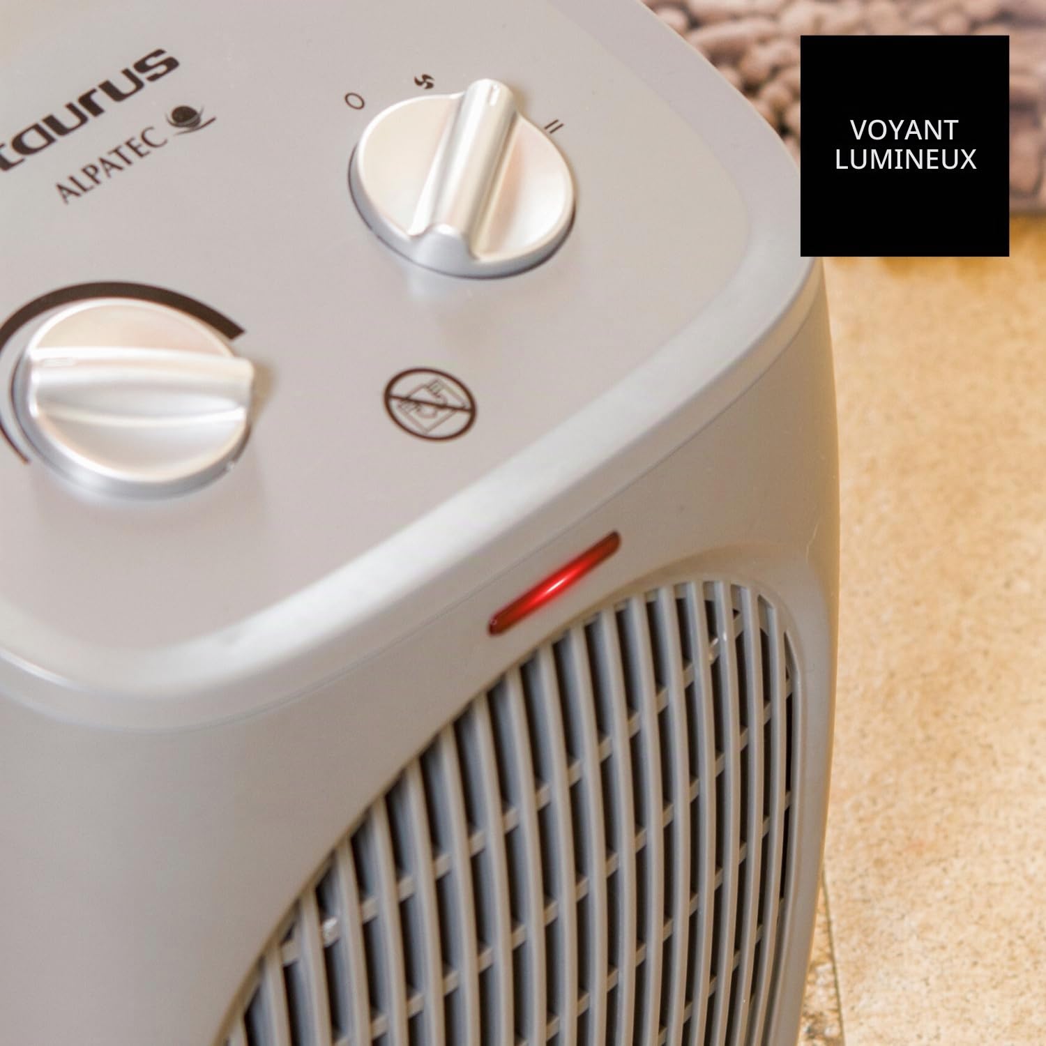 Taurus Tropicano Bagno - Radiateur soufflant 2000W, Thermostat réglable, pour salle de bain, 2 vitesses de chauffage, Fonction ventilateur, Éclairage LED, Silencieux, Gris
