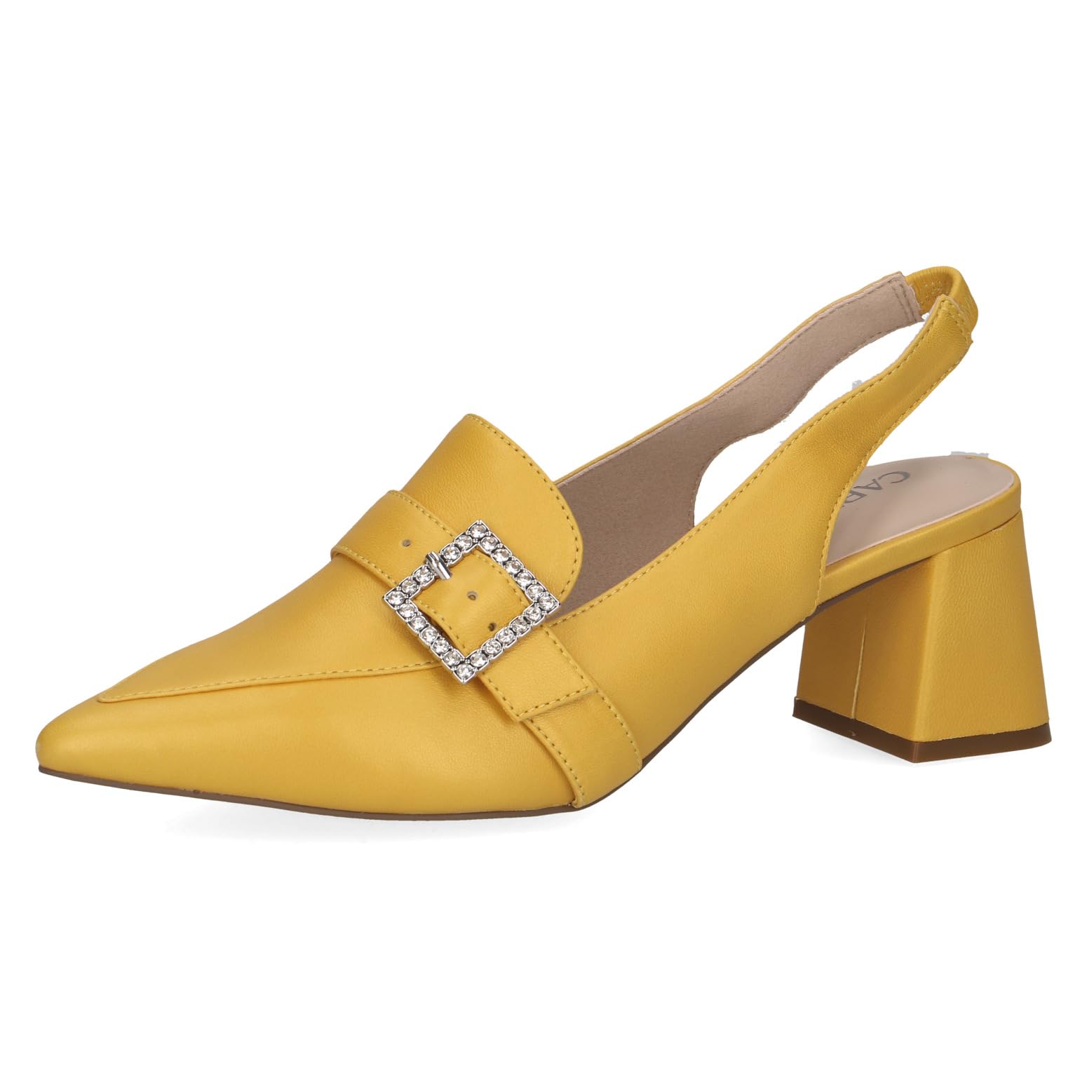 CAPRICE Women Slingback Pumps Leather Pointed, Yellow (Yellow Perlato), 7.5 UK