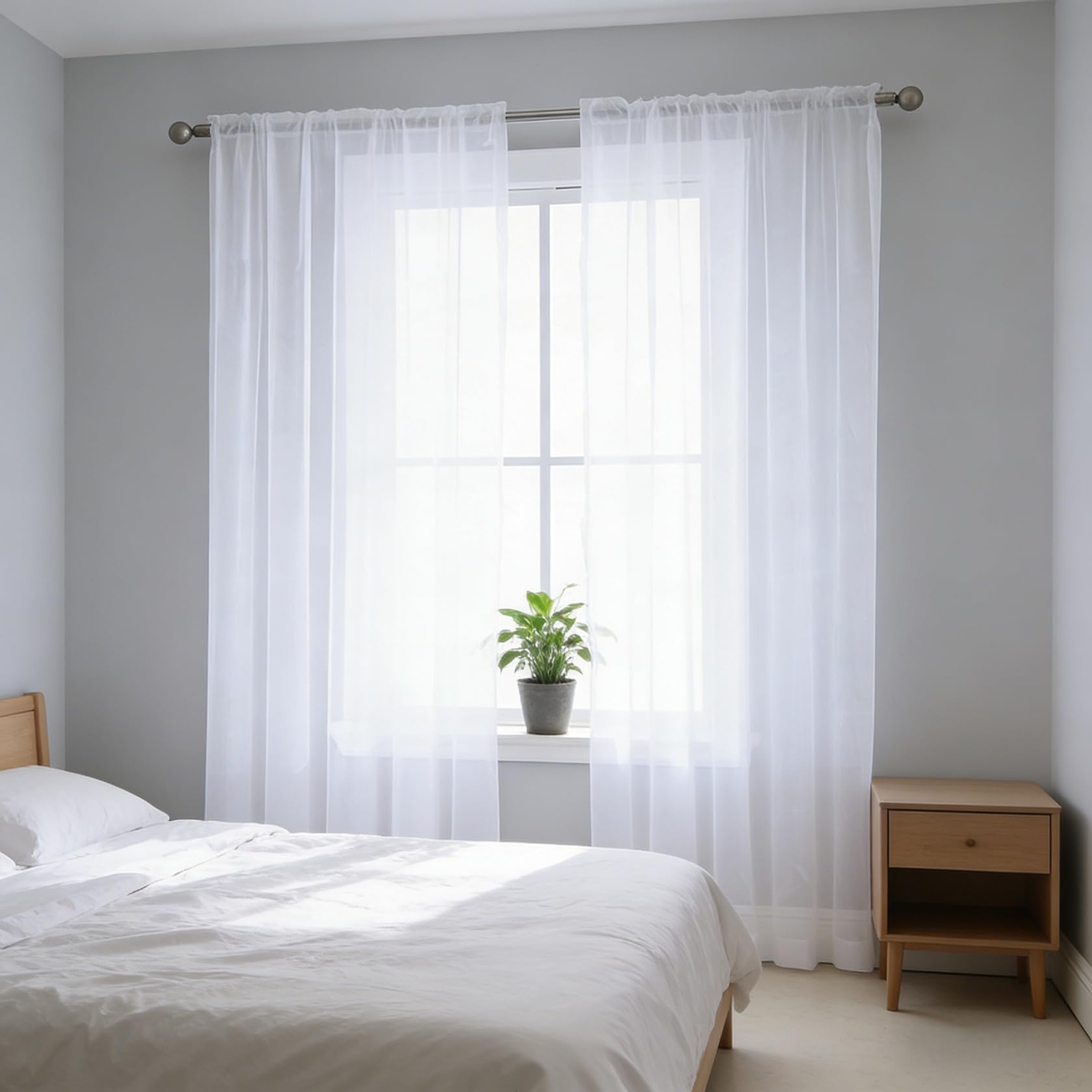 Rideau voilage blanc pour ambiance lumineuse de salon et chambre cosy 186 cm