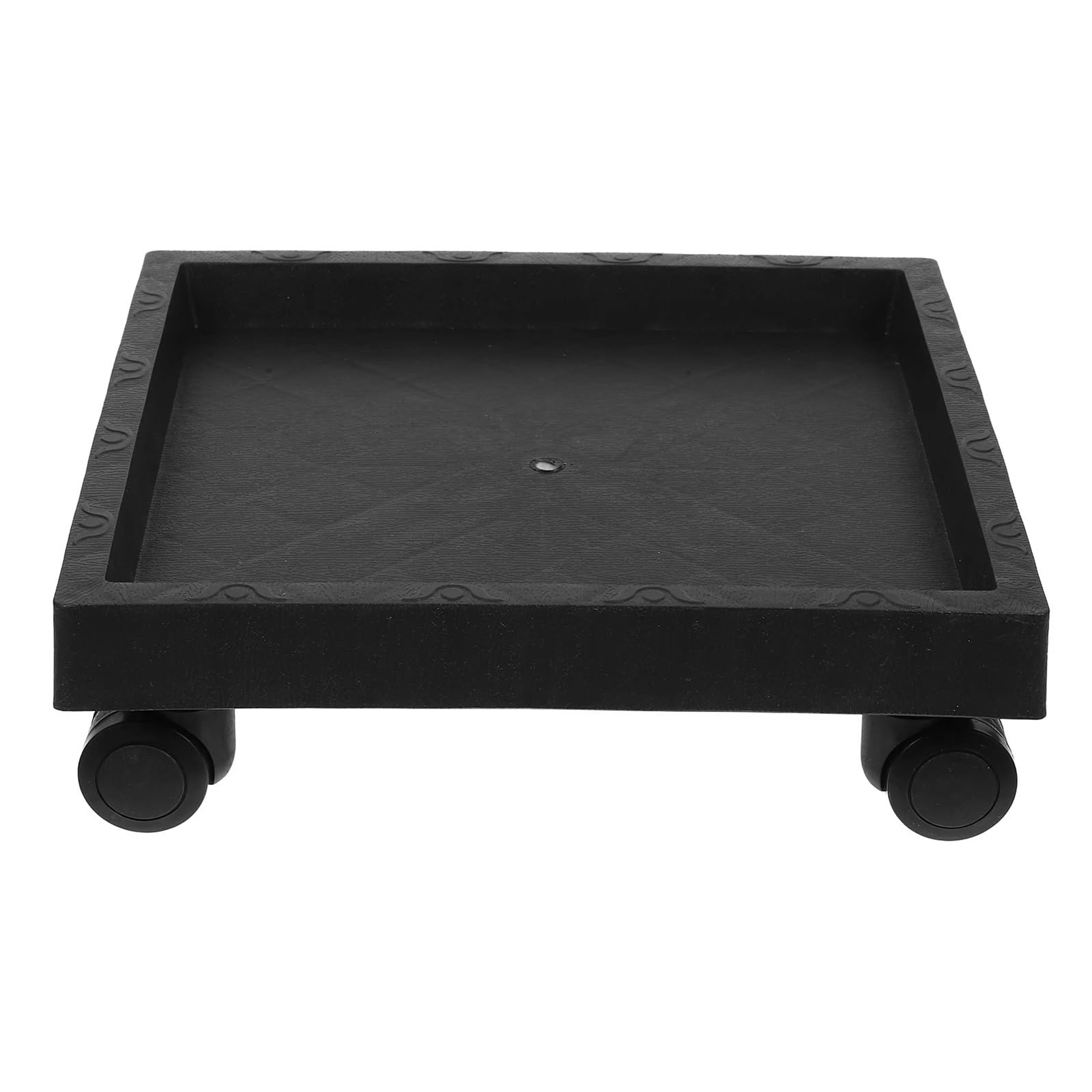WEYIMVTO Mobile plant pot trays, Square Tray Flower Pot Stand Easy Moving Wood Outdoor Plant with Wheel Trolley Planters(Black)