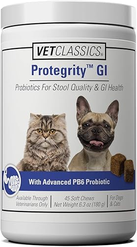 Vet Classics Protegrity - Probióticos GI para perros y gatos para la calidad de las heces y la salud gastrointestinal, apoya la salud