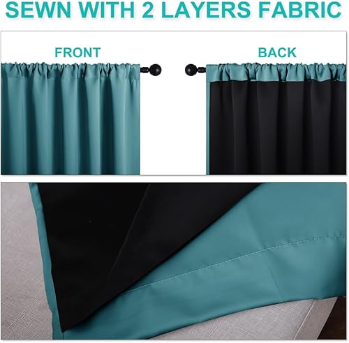 Miniatura 5 de NICETOWN Cortinas 100% opacas para sala de estar, protección de privacidad y cortinas reductoras de ruido, paneles de tratamiento de ventanas