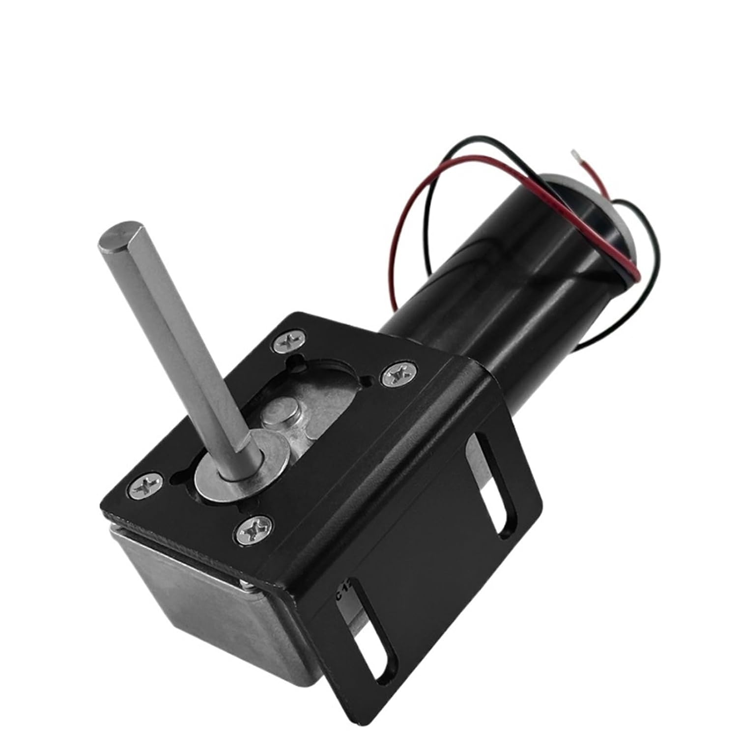5840-31ZY l51mm 12/24V DC Motor Worm Gear Motor Self-Lock High Torque Max70kg Motor for Curtain Machine Billboard Home Equipment(Single and Bracket,100 RPM,24V)
