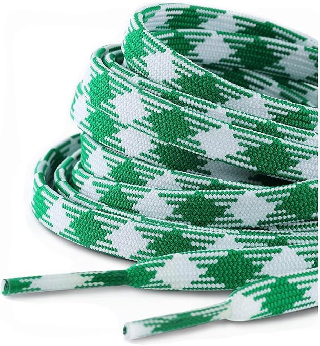 GRAH SANGRAH 2 Pairs Double Layer Flat Green Shoe Laces Green White - Image 2