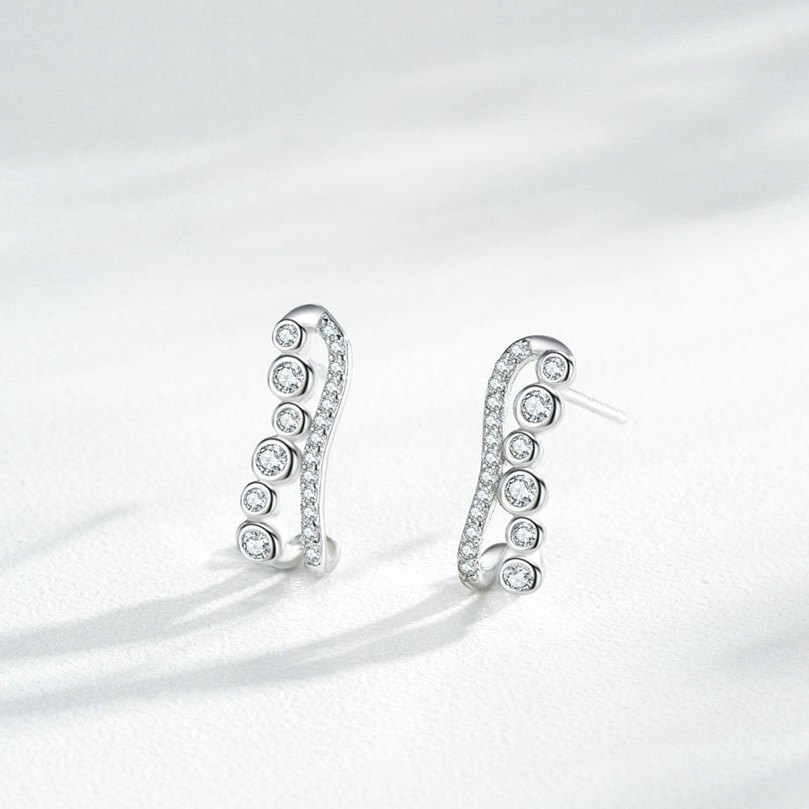 Orecchini da donna in oro bianco 750 585 375 vero oro, orecchini geometrici con moissanite orecchini anallergici per matrimonio