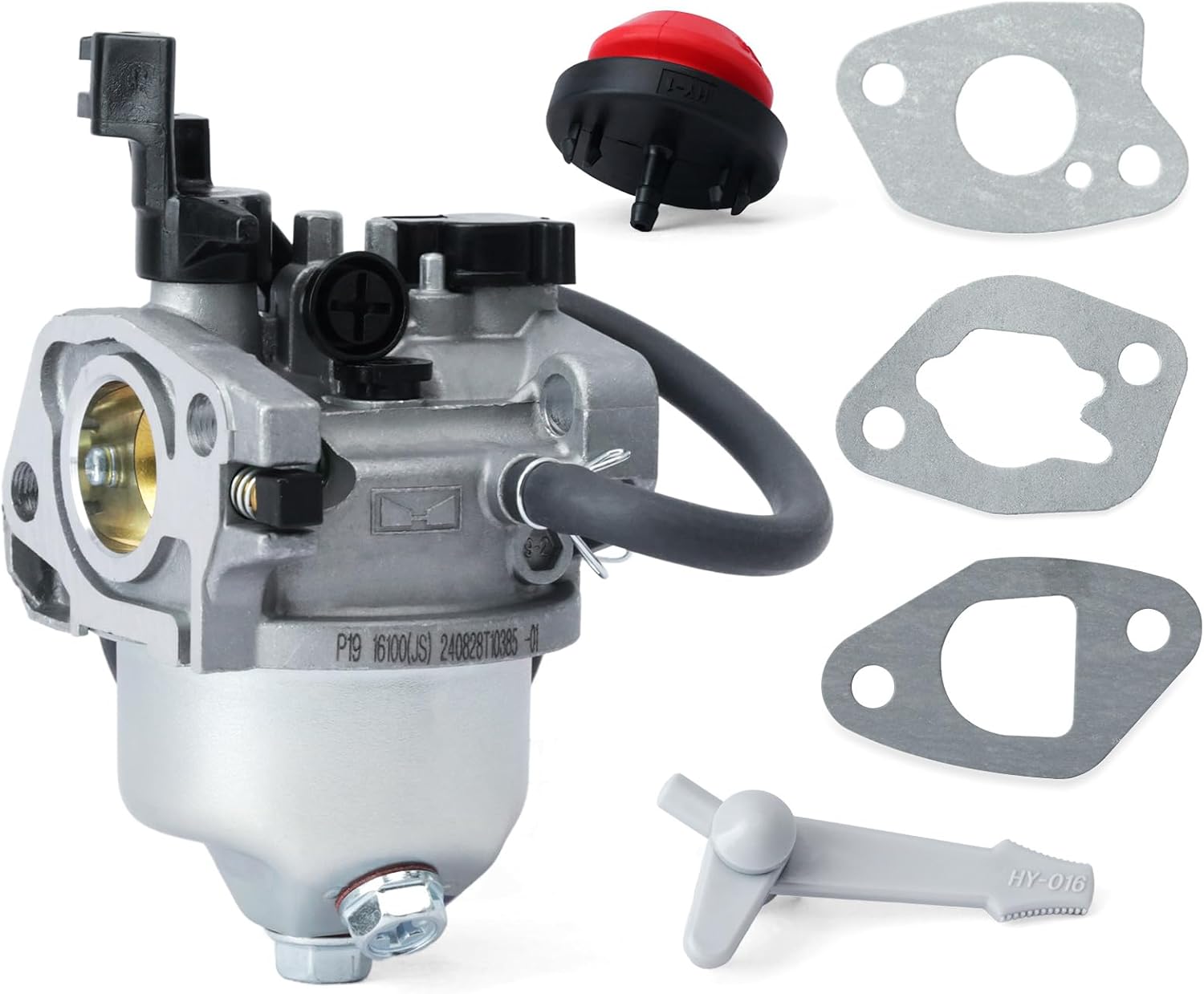 Carburetor Kit Replacement for YardMax YB5765 22" 6.5hp 196cc PDST24 PDST24E Snow Thrower, Carb/Gaskets