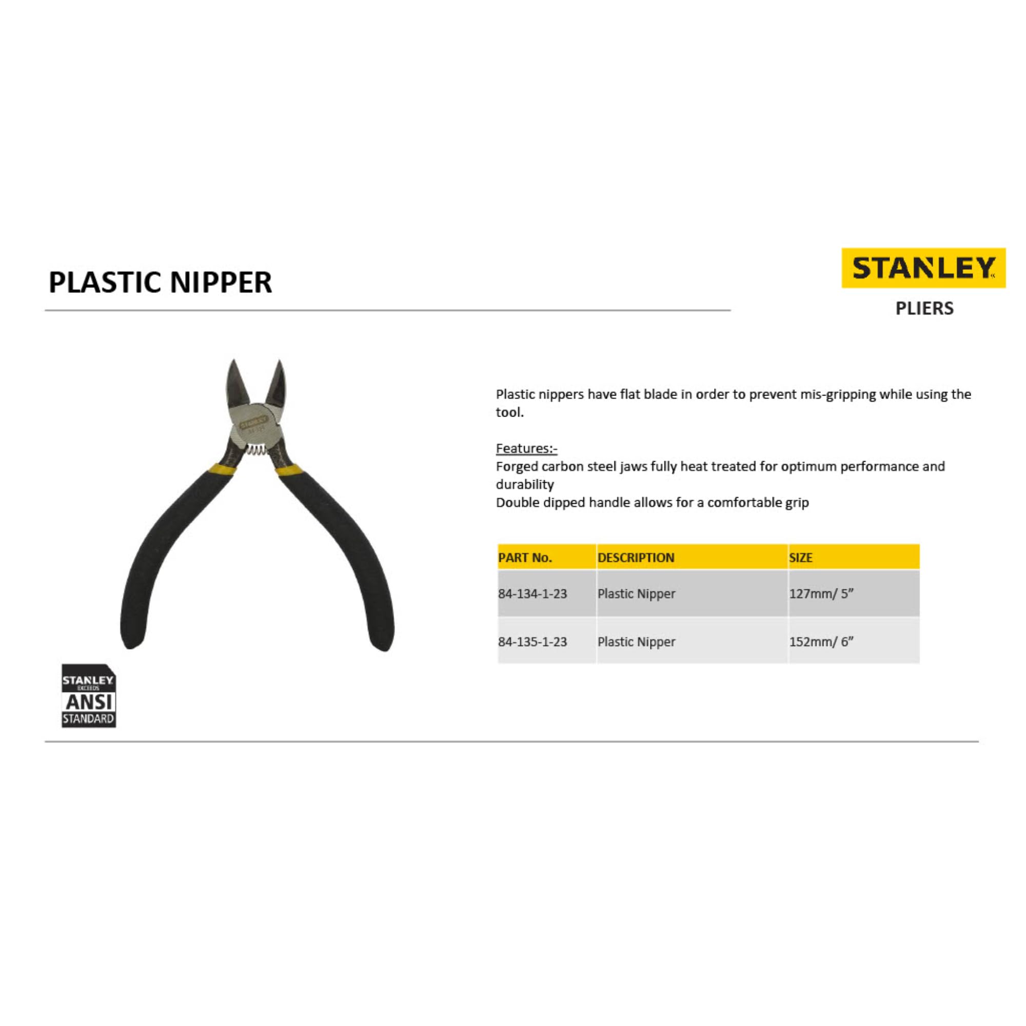 STANLEY 84-135-1-23 152mm/6'' Plastic Nipper Plier 3