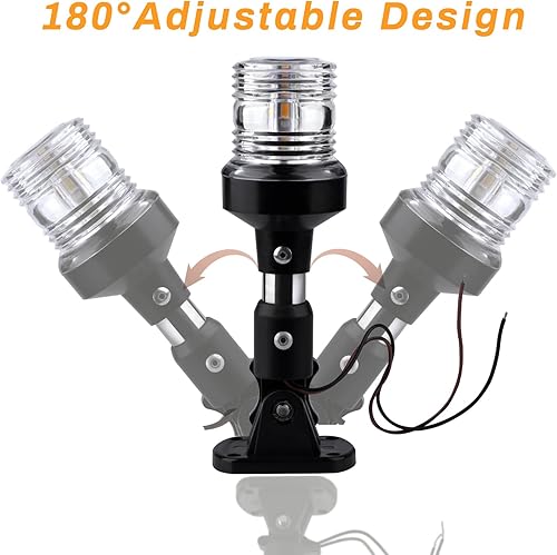 Miniatura 10 de marinexplore Luz de popa de barco, luz LED blanca de anclaje, 3 millas náuticas Bimini luces superiores, luz de barco para pontón, barco de pesca,