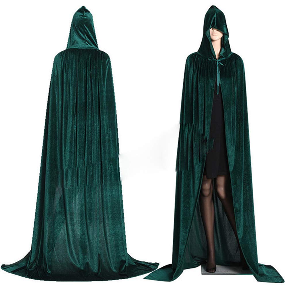 Peleryny Halloween Unisex Długi Aksamitny Kaptur Wampir Fantazja Suknia Ślubna Czarownica Atrovirens