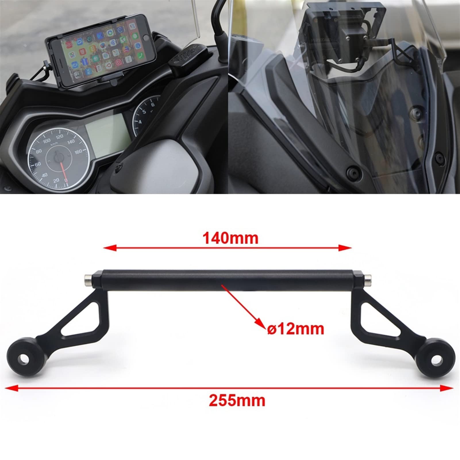 Przedni motocyklowy stojak na telefon smartfon telefon nawigacja gps wspornik talerzowy, dla, XMAX 300 XMAX300 X MAX 300 Zacisk na kierownicę motocykla i roweru(A)