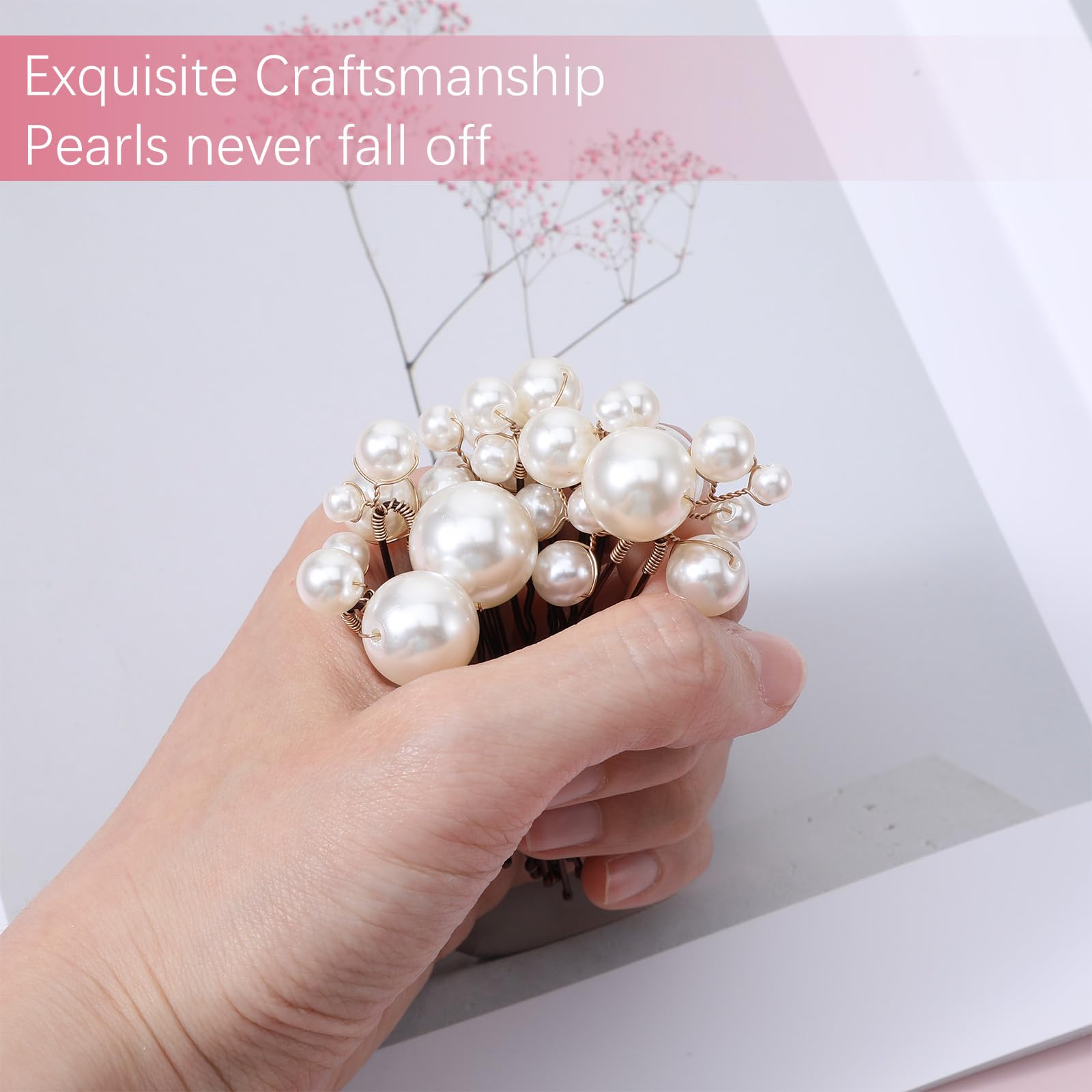 12 PCS Bridal Wedding Hair Pins, Bridal Hair Pearl Crystal Bobby Hairpin Wedding Accessories - Image 3