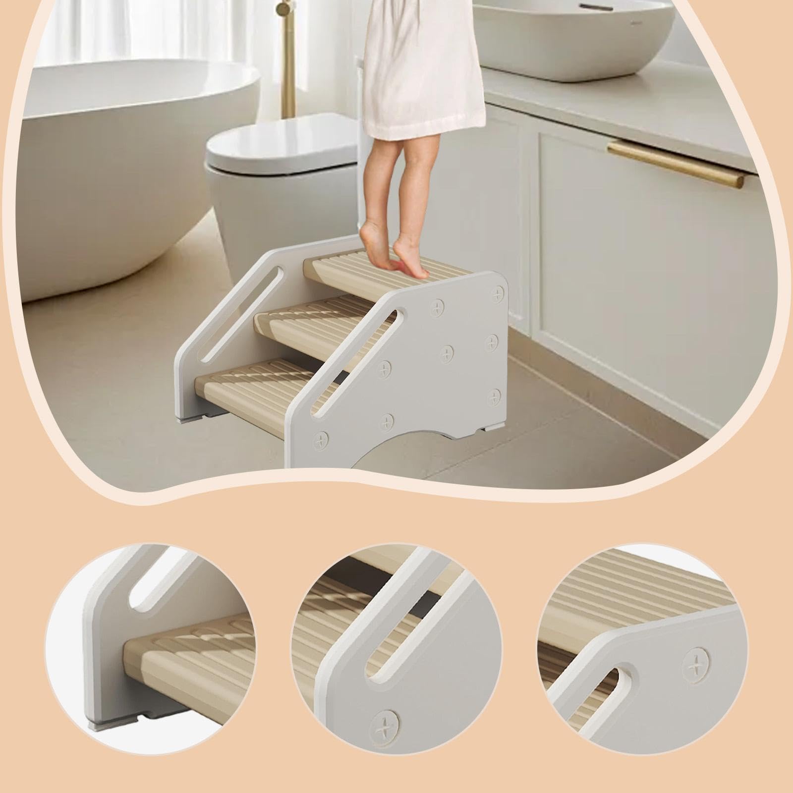 Taburete Infantil, Reposapiés Compacto Y Antideslizante para Lavabo,