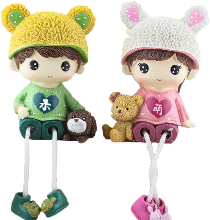 Homoyoyo 2pcs Ornaments Wedding Statues for Handmade Dangling Leg Shelf sitters Hanging Doll Sitting Leg Puppet Easter Shelf Plants Leg Doll Lovers Miniature Wedding Supplies Natural Resin