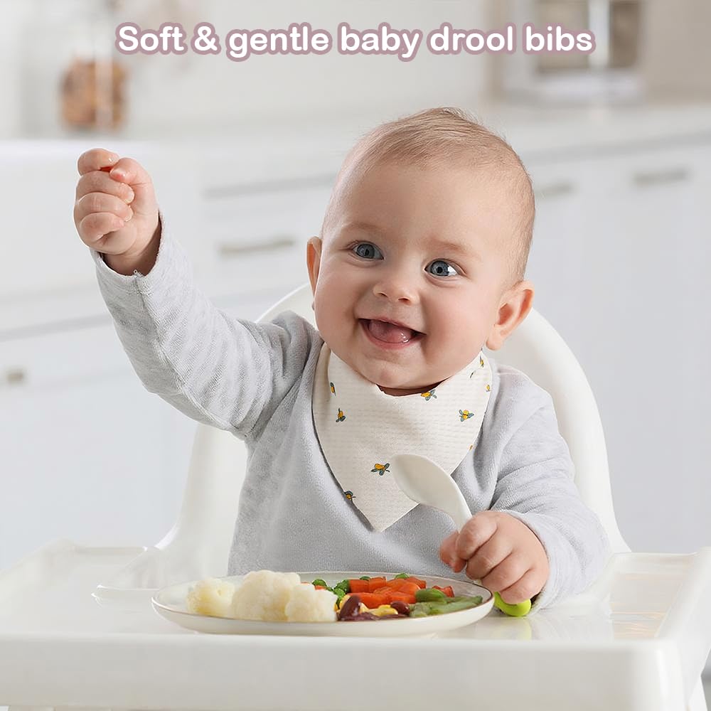 6 Paquetes de Bavios para Bebé en Forma de Bandana, Bavios de Muselina con Presillas Ajustables, Bavios de Bandana para Recién Nacidos e Infantes