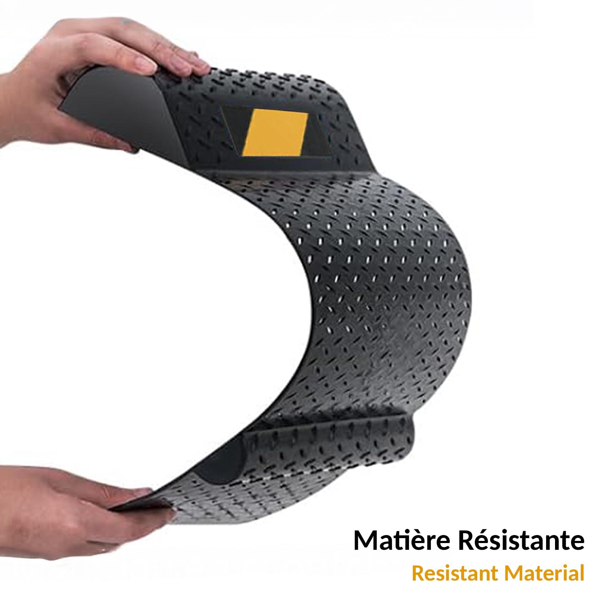 Fishtec Fermaruota Parcheggio Interno Esterno - Aiuto Parcheggio Auto - Striscia Riflettente Alta visibilità - Garage Posto Auto Protezione Muro - Nero 52 x 25,5 x 27 cm