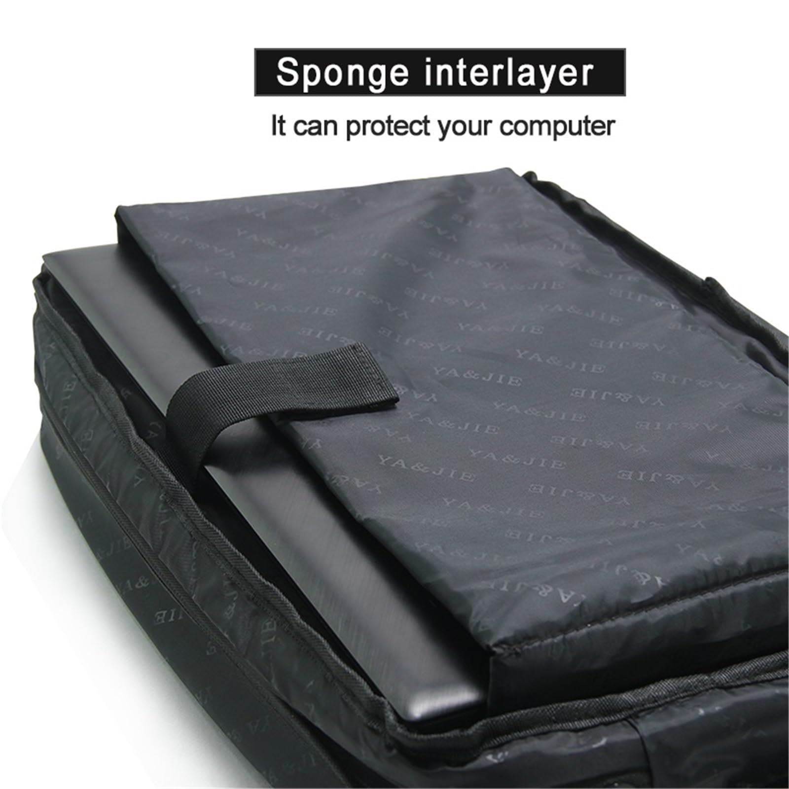 Borsa porta pc Grandi cartelle da uomo in tela, borsa tote, custodia for laptop 15,6 pollici, lavoro impermeabile, a tracolla, messenger Oxford, nero