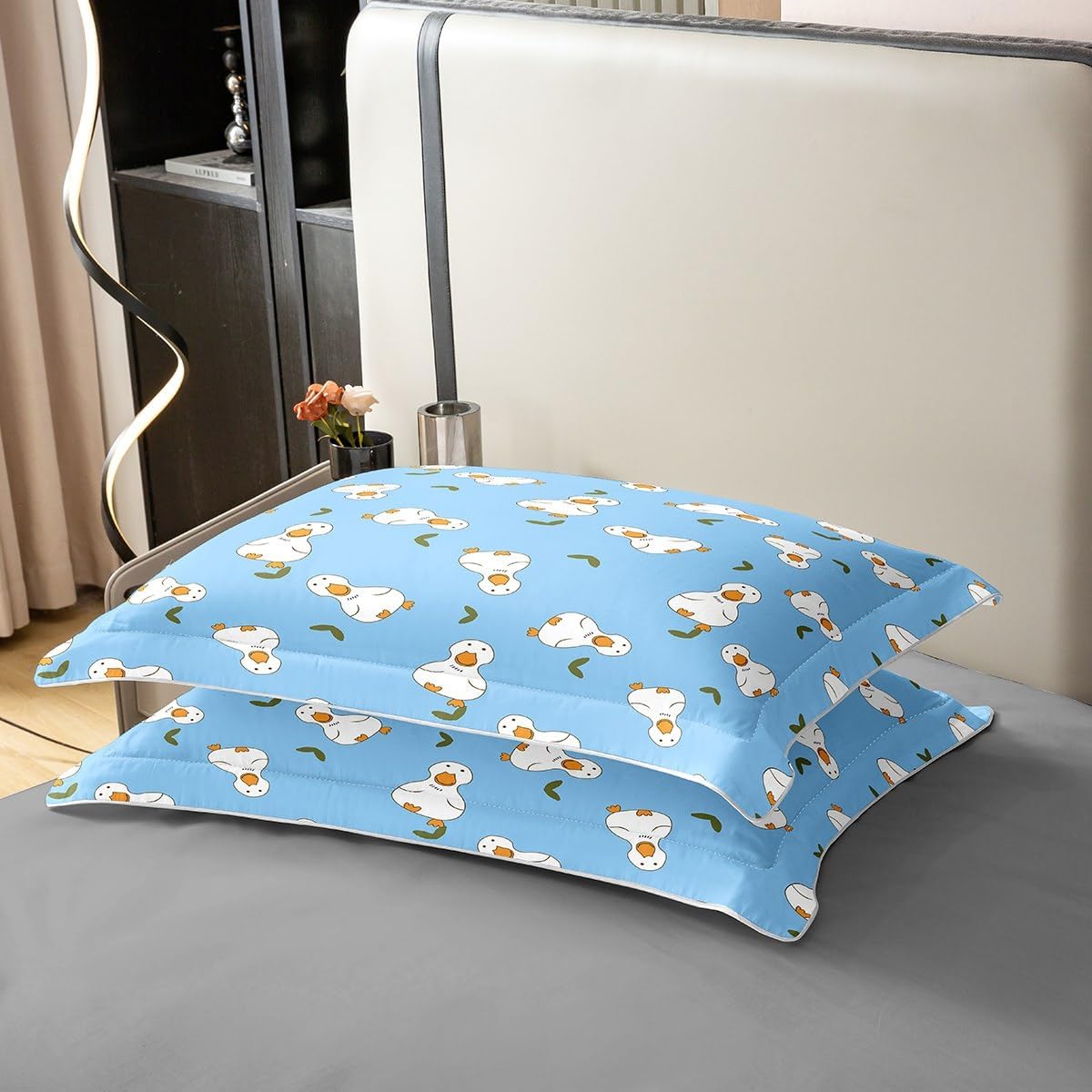 Erosebridal 100% Cotton Cartoon Duck Bedding Set for Kids Boys Girls,Lovely Yellow Duck Duvet Cover,Cute Hand Drawn Goose Comforter Cover,Lovely Farmhouse Animal Bed Sets with 1 Pillow Sham,Twin