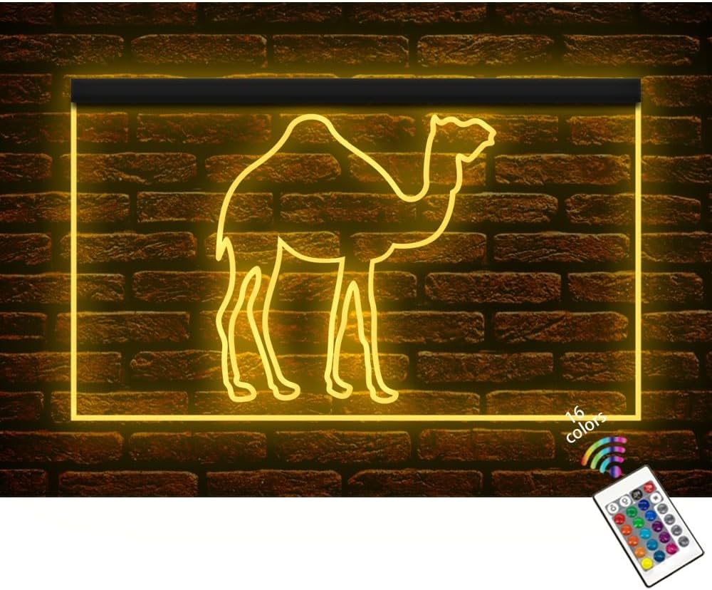 210235 Camel Souvenir Gift Shop Parks Home Decor illuminated Display LED Night Light Neon Sign (12" X 8", 16 Colors By Remote)