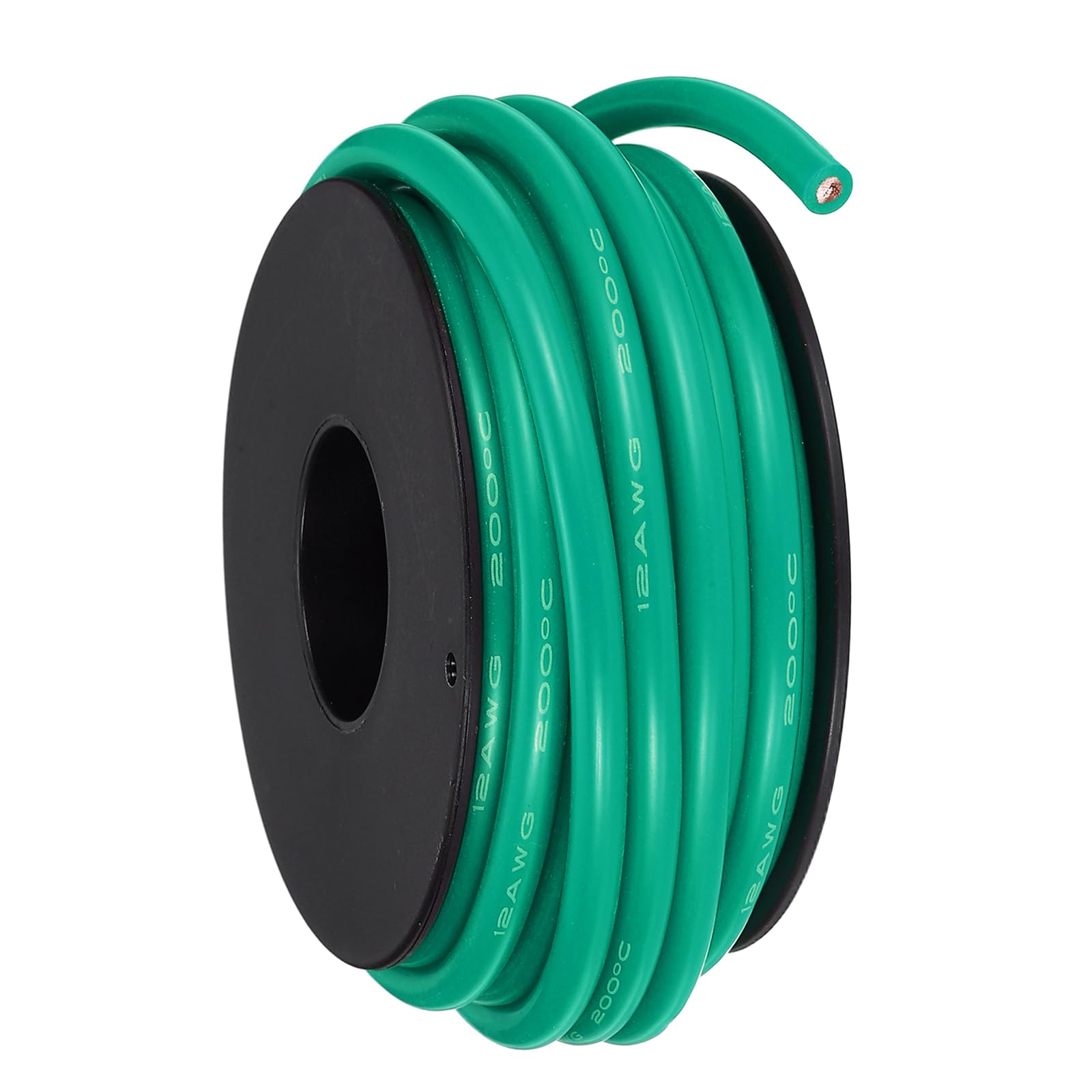 sourcing map 12AWG Flexible Silicone Wire 9m/30ft, 12 Gauge Tinned Copper Electrical Stranded Wire 200 Celsius/392 Fahrenheit High Temperature Hookup Spool for DIY Model Wiring, Green