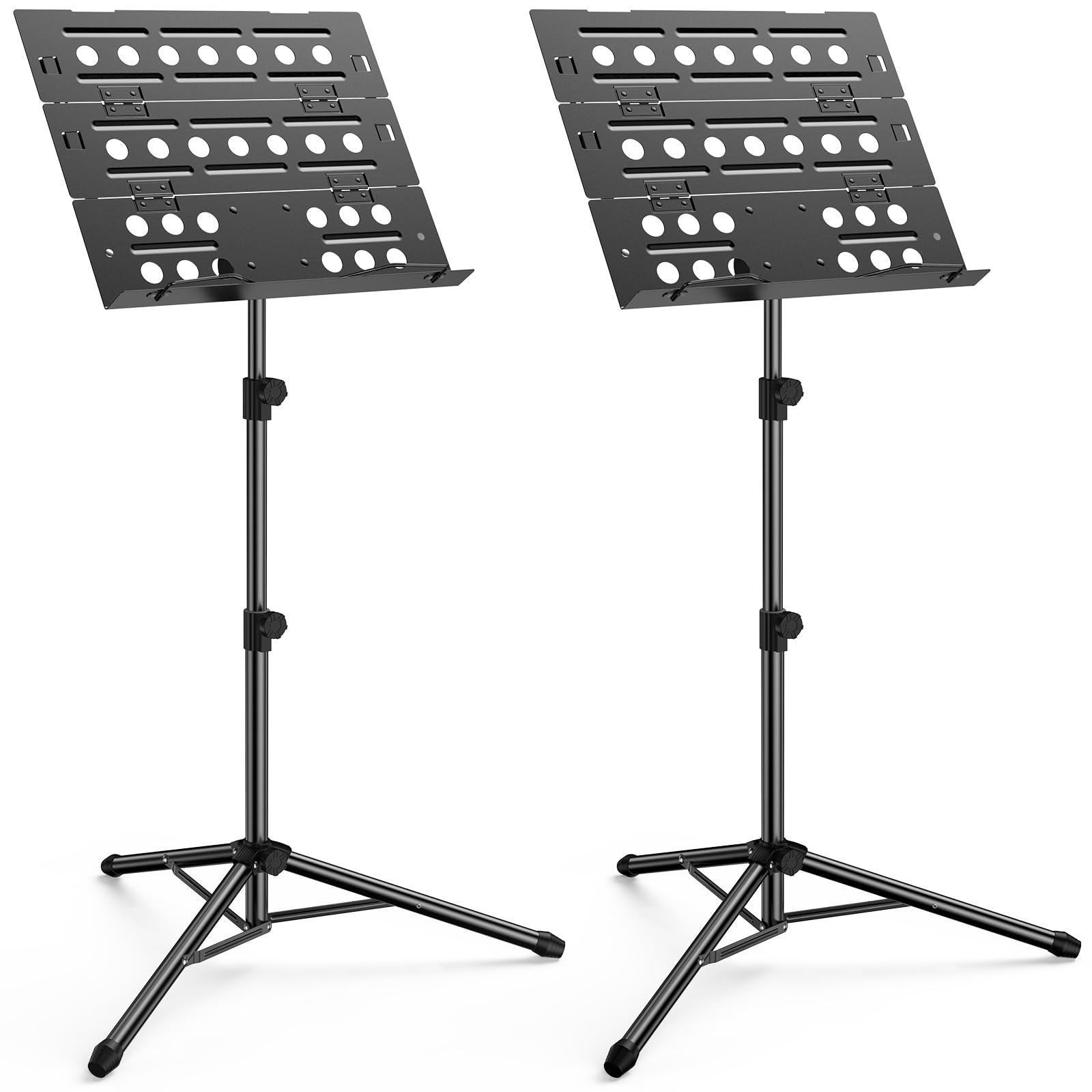 New bee 2 Pack Music Stand, Foldable Sheet Music Stand with Tri-fold Panel &amp; Carrying Bag, Height Adjustable up to 58.3" Metal Book Holder for Sitting/Standing, Professional Performance &amp; Travel