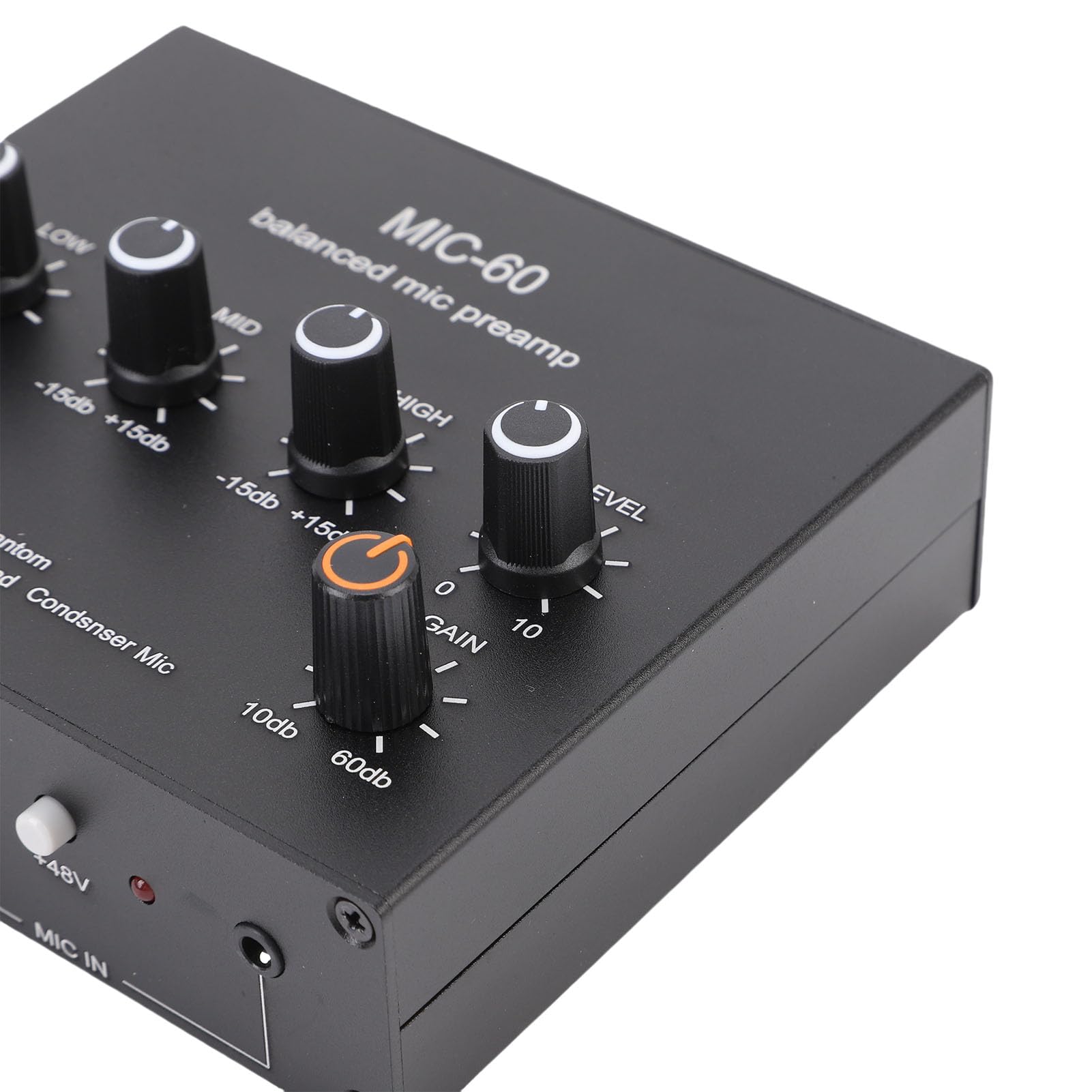 KIMISS Amplificatore di Guadagno del Preamplificatore Microfonico per Microfoni Dinamici e a Condensatore con Alimentazione a 48 V, Ingressi Compatibili da 3,5 Mm, 6,35 Mm, XLR