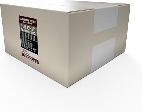 Miniatura 12 de Óxido de aluminio #100 – 50 libras o 22.6 kg – Medio de chorro de arena premium de larga duración de grado medio, alta fuerza abrasiva, arena para