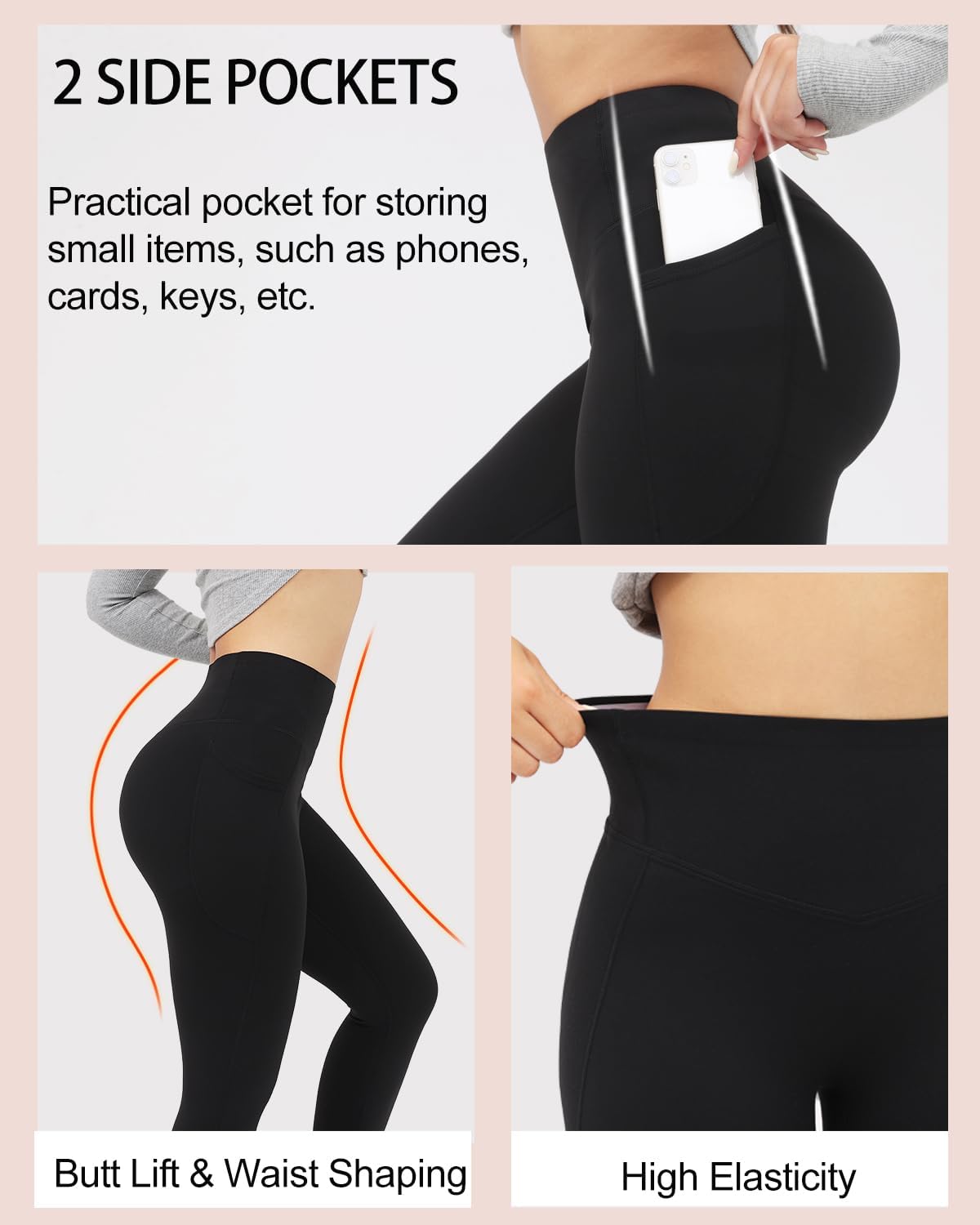 Thermal Leggings for Women Warm Winter Butt Lifting High Waisted Tummy Control Tights with Pockets - Image 3