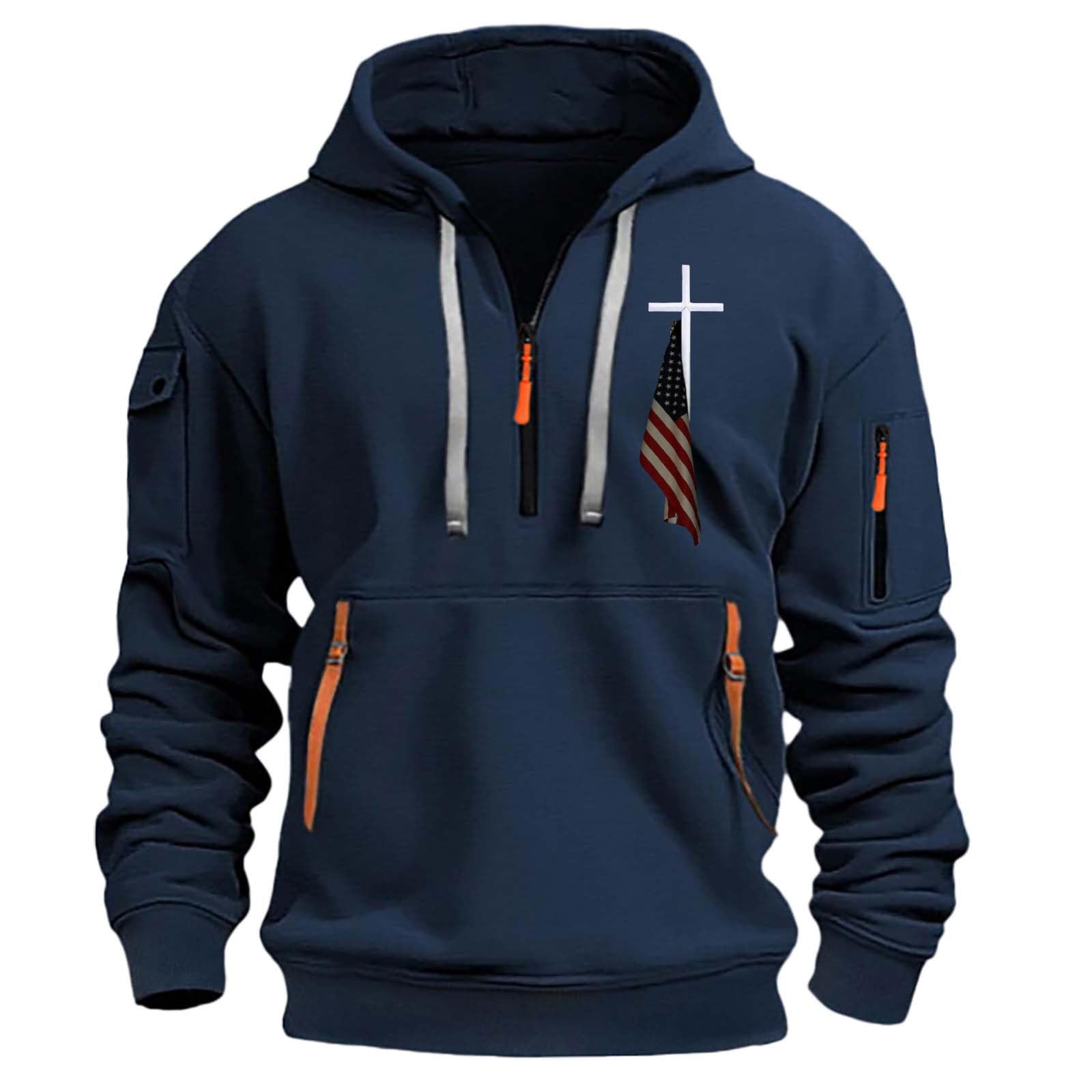 Sudaderas De Hombre Suéter con Capucha Y Cordón Bolsillo Informal, Estampado Moderno para Vestir (Navy, M) Ropa Gym Chaqueta Cortavientos Entretiempo Sudadera Cremallera Top Deportivo
