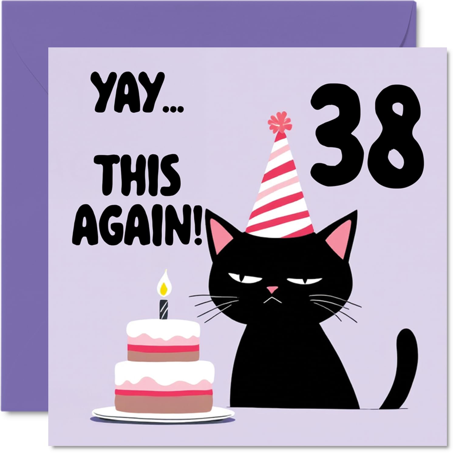 38th Birthday Cards for Women Men - Yay This Again! - Happy Birthday Card for 38 Year Old Woman Man Uncle Son Daughter Niece, 145mm Bday Greeting Cards